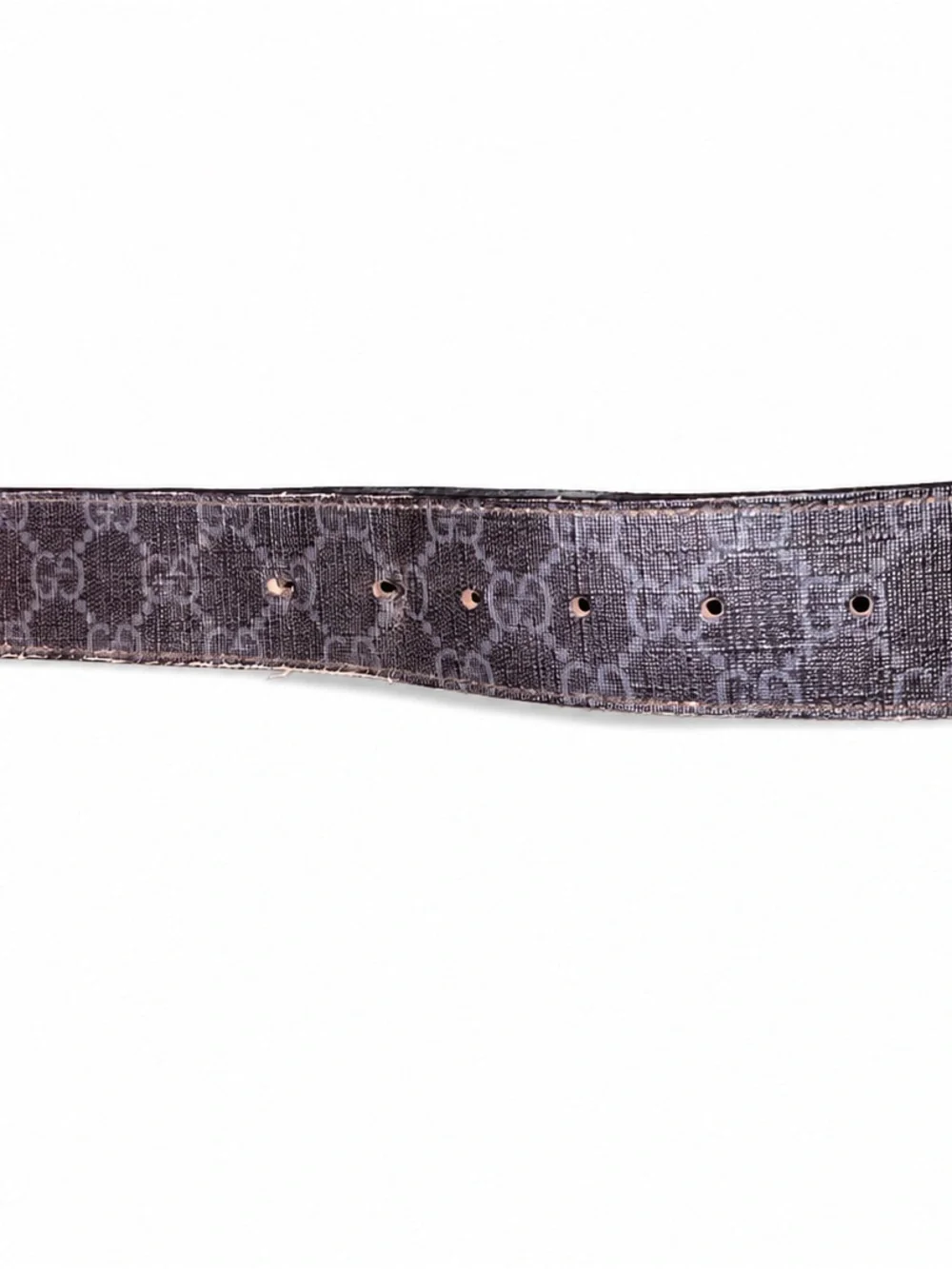 Gucci Interlocking G GG Supreme Canvas Belt Black Leather Size 95/38